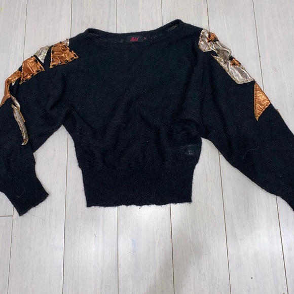 Motel rocks black cropped sweater sequins - Picture 2 of 8